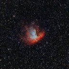 NGC281 Pacman-Nebel RGB/Schmalband (Hα/OIII) mit OC IC1590 - Neubearbeitung vom 12.02.2023