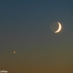 Mond, Venus und der Stern δ Sco "Dschubba"
