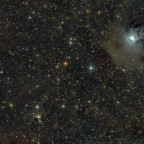 von vdb 141 (Geisternebel; unten: Mitte links) bis blauem Iris Nebel NGC 7023 im Cepheus; 6" Newton bei f/3; uv_ir Filter; 308x30sec; Canon 77da; 17.10.2023; bortle 6-7; Straßenlaternen;