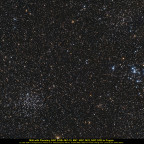Vier Sternhaufen M46, M47, NGC 2423. NGC 2425 und zwei Planetaries NGC 2438+ Mi1-18 in einem Bild