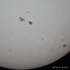 Sonne Nahaufnahme Sonnenflecken 3310, 3312 und 3315