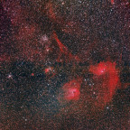 Auriga Weitfeld mit Samyang 135, Canon 600da sowie IDAS V4 Filter, 2h 6 min belichtet großer Ausschnitt mit den hellsten Objekten