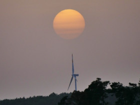 Staubiger Sonnenuntergang