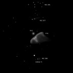 Das Schwert des Orion (Orionnebel, Sternhaufen): NGC 1977, NGC 1980, NGC 1981, M 42, M 43, Collinder 72 im 9 × 42-Fernglas