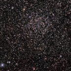 NGC 7789 in Cassiopeia, neubearbeitet; C9.25 bei ca. 1600mm; manuell geguidet 6x15 min + ungeguidet 94x30 sec; September 2015; Streifen könnten Wärmeartefakte sein...