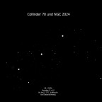 Collinder 70 im Gürtel des Orion und NGC 2024 sowie der Minataka-Haufen im 9 × 42-Fernglas