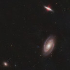 M81, M82 und NGC3077 inmitten von kosmischem Dreck, jetzt mit H-Alpha