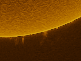 Protuberanzen am Rand der Sonne am 08.05.2024